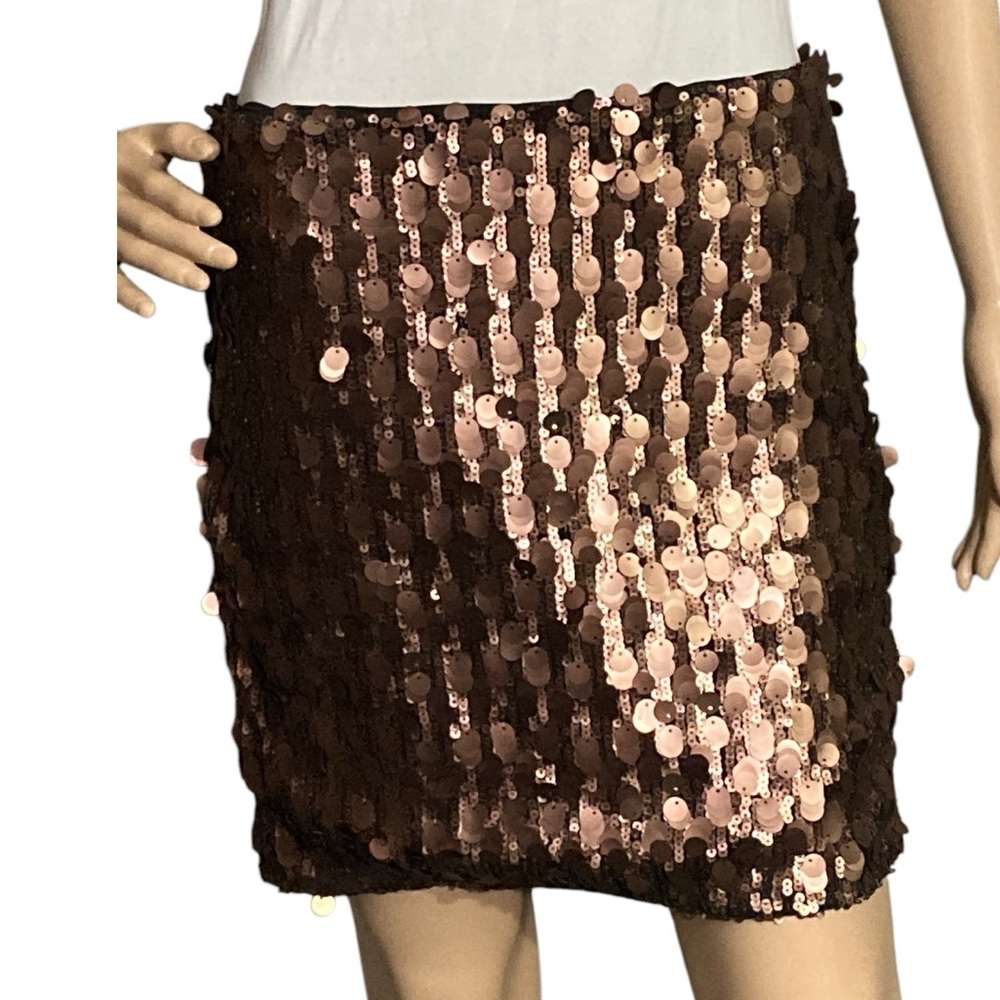 NEW DKNY Jeans Women's Copper Sequin Paillette Mini Skirt-Size XL